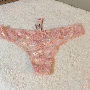 Victoria's Secret Floral Lace Pink Thong